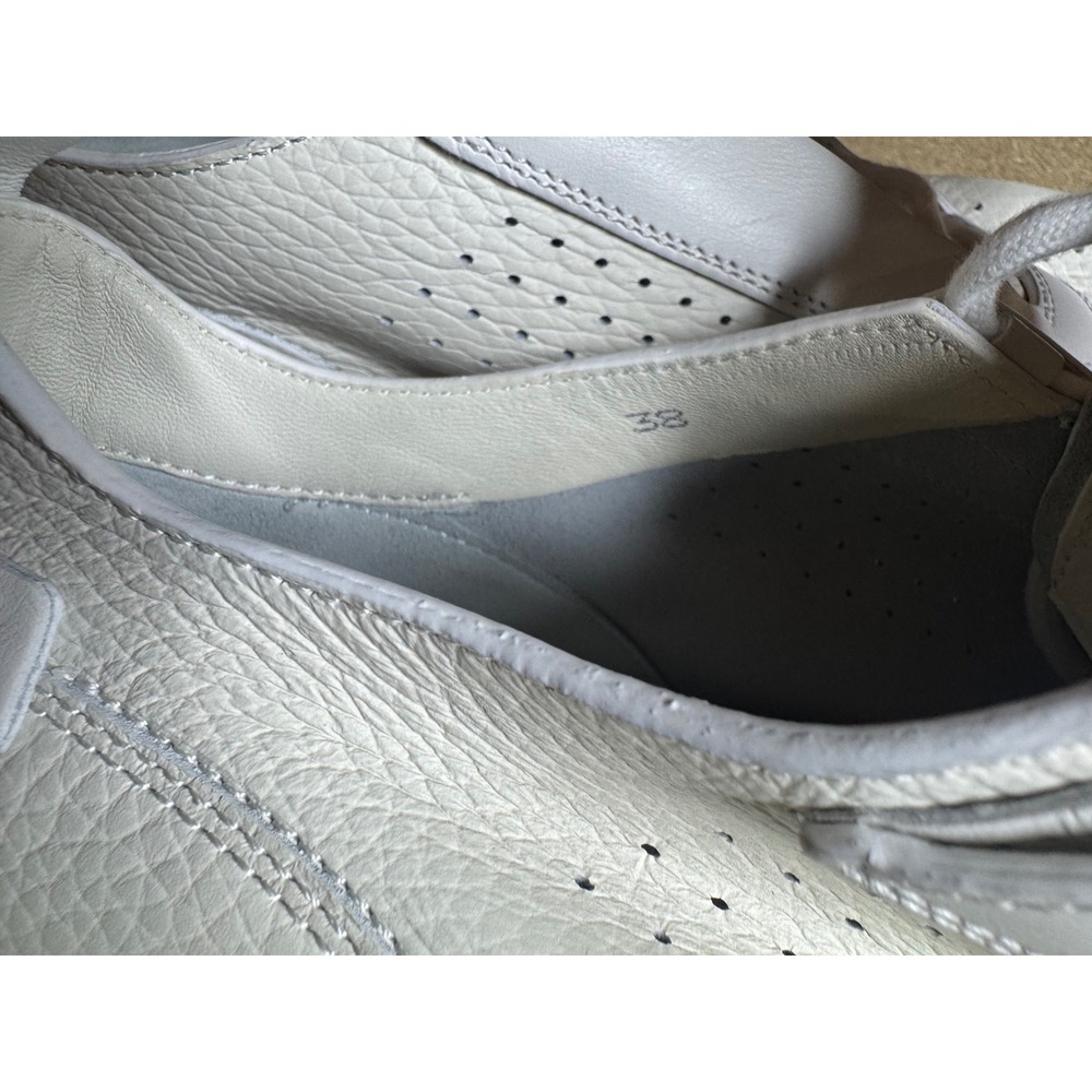 Santoni White Tumbled Leather Perforated Sneakers Made in‎ Italy WBIM60988 38 - Picture 5 of 9